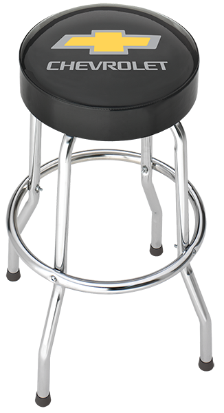 Chevrolet Bowtie Gold/Silver Garage Stool