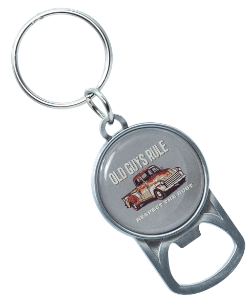 Old Guys Rule Domed Bottle Opener Key Chain